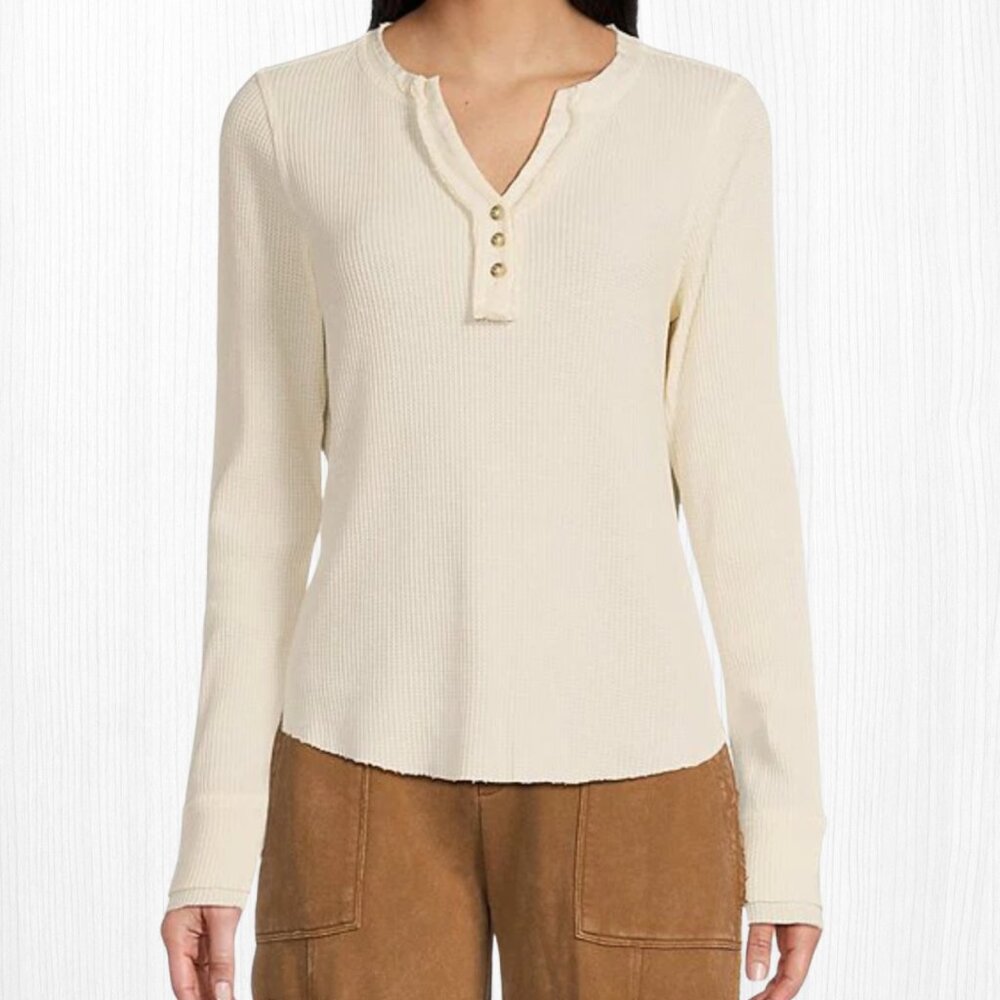 Flag and Anthem - Waffle-Knit Henley T-Shirt (Med) NWT